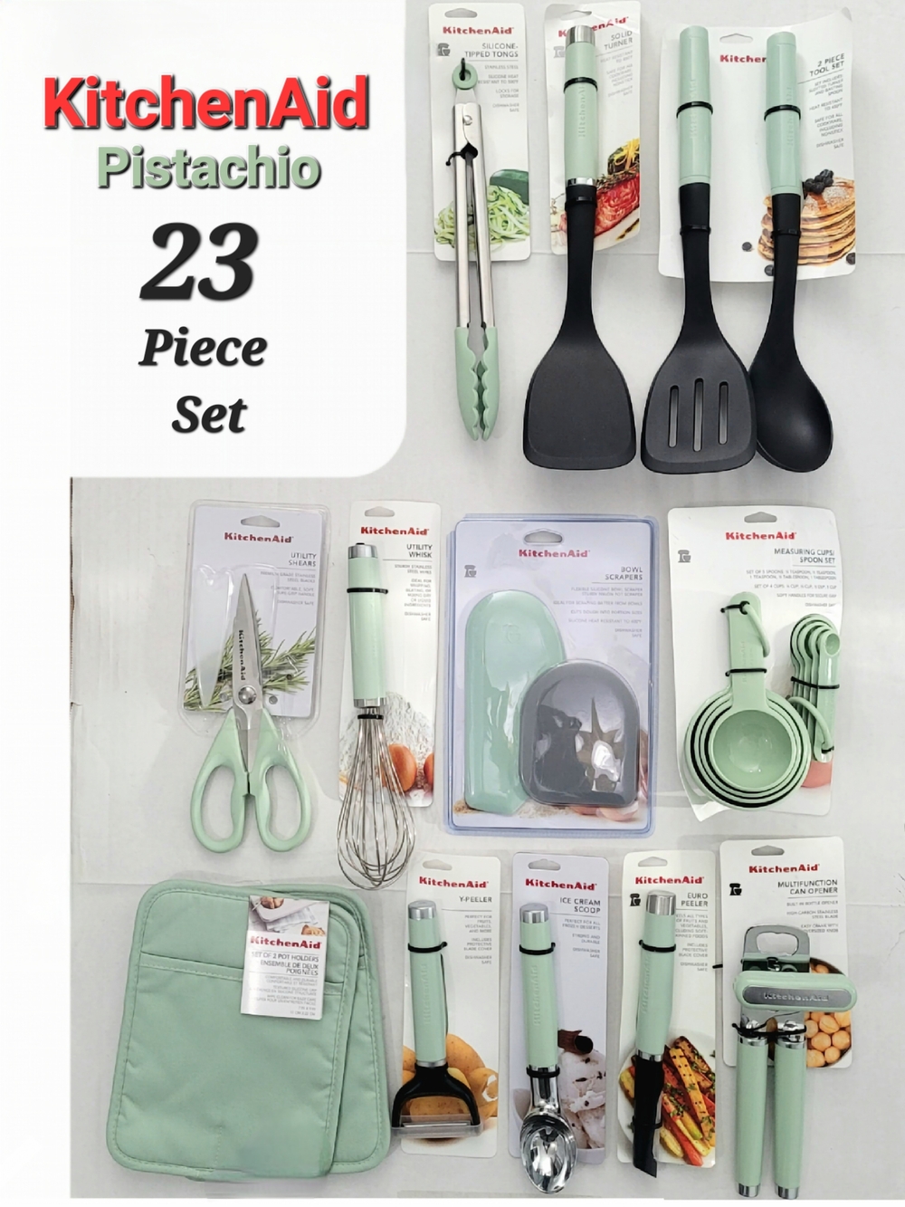 KitchenAid Pistachio 23-Piece Kitchen Utensil Set